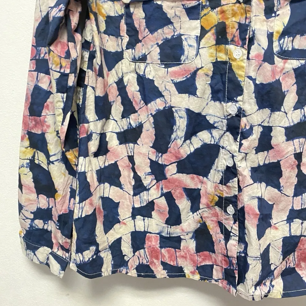 Busayo Button Up Shirt Women Small Multicolor Abstract Blouse Pockets Work - Image 2