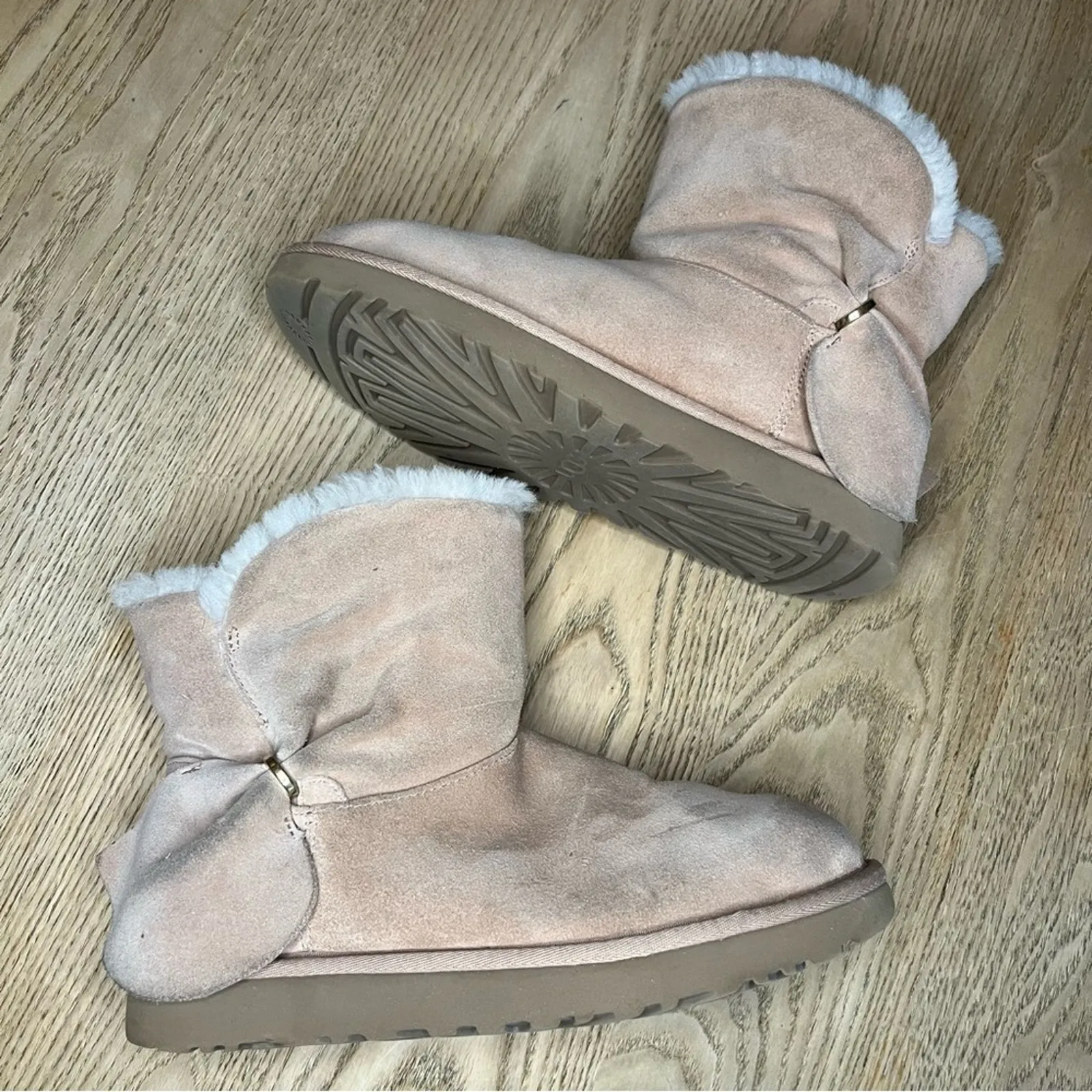 UGG Classic Mini Twist Ankle Boots Suede Fur Lined Blush Pink Women’s Size 8 - Image 8