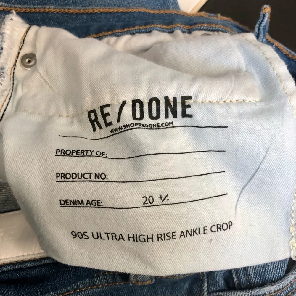 RE/DONE REDONE 90s Ultra High Rise Medium Wash Jeans Distressed Ankle Cropped 28 - Image 14