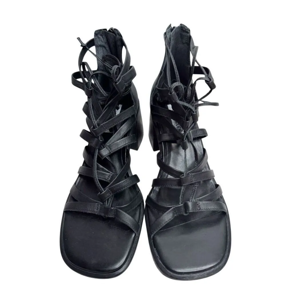 Steve Madden Strappy Sandals Size 8.5 Black Leather Cherri‎ Open Toe Block Heel - Image 3