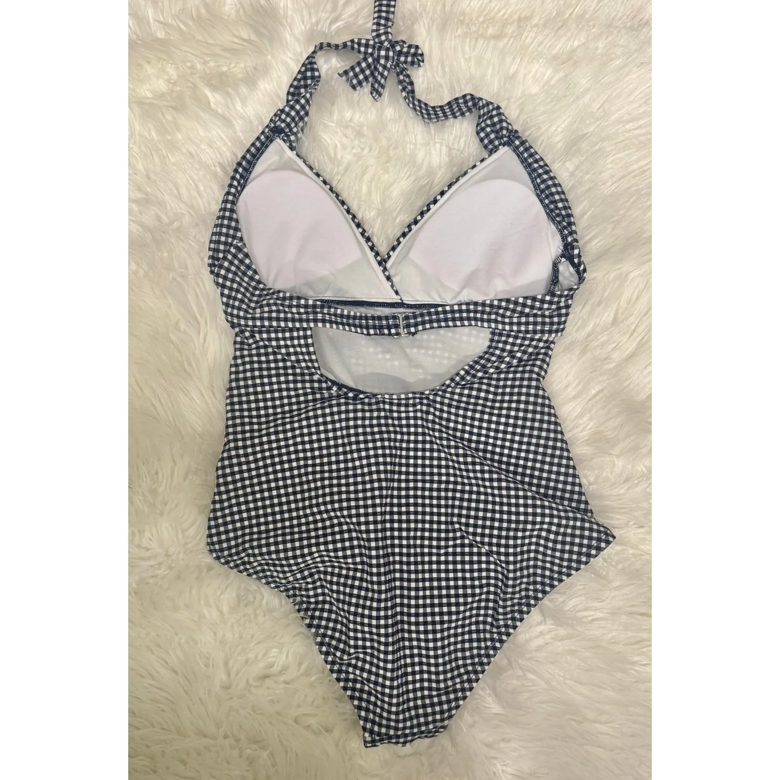 Draper James RSVP Preppy Gingham Swimsuit Ruched Halter Medium NEW WITHOUT TAGS - Image 5