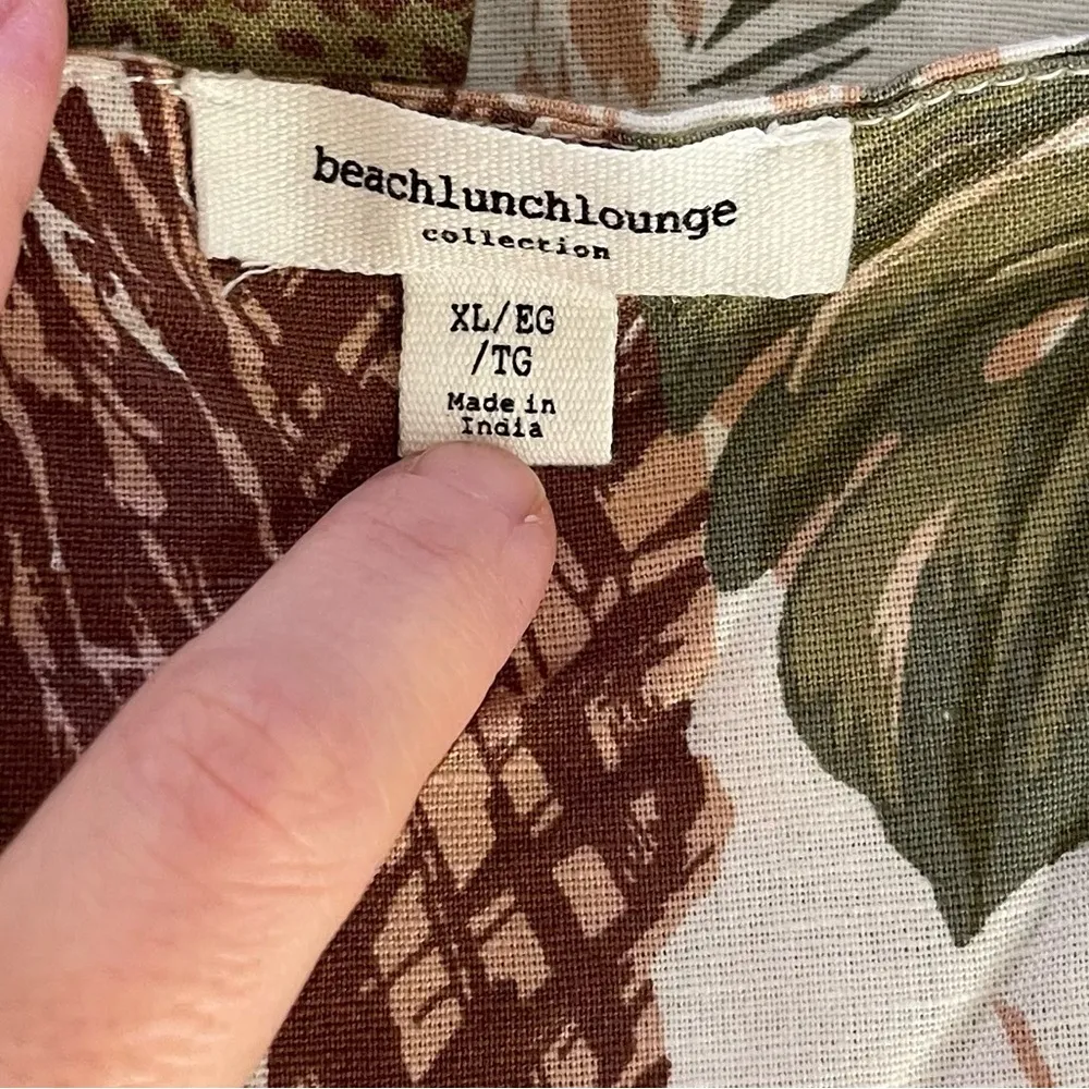 Women’s Beach Lunch Lounge tropical cotton/linen blend sleeveless dress XL - Image 3