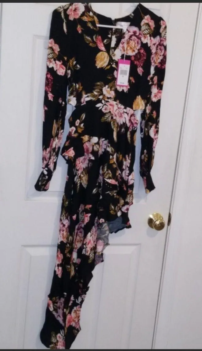 Long Sleeve Asymmetrical Ruffle Dress - Image 4