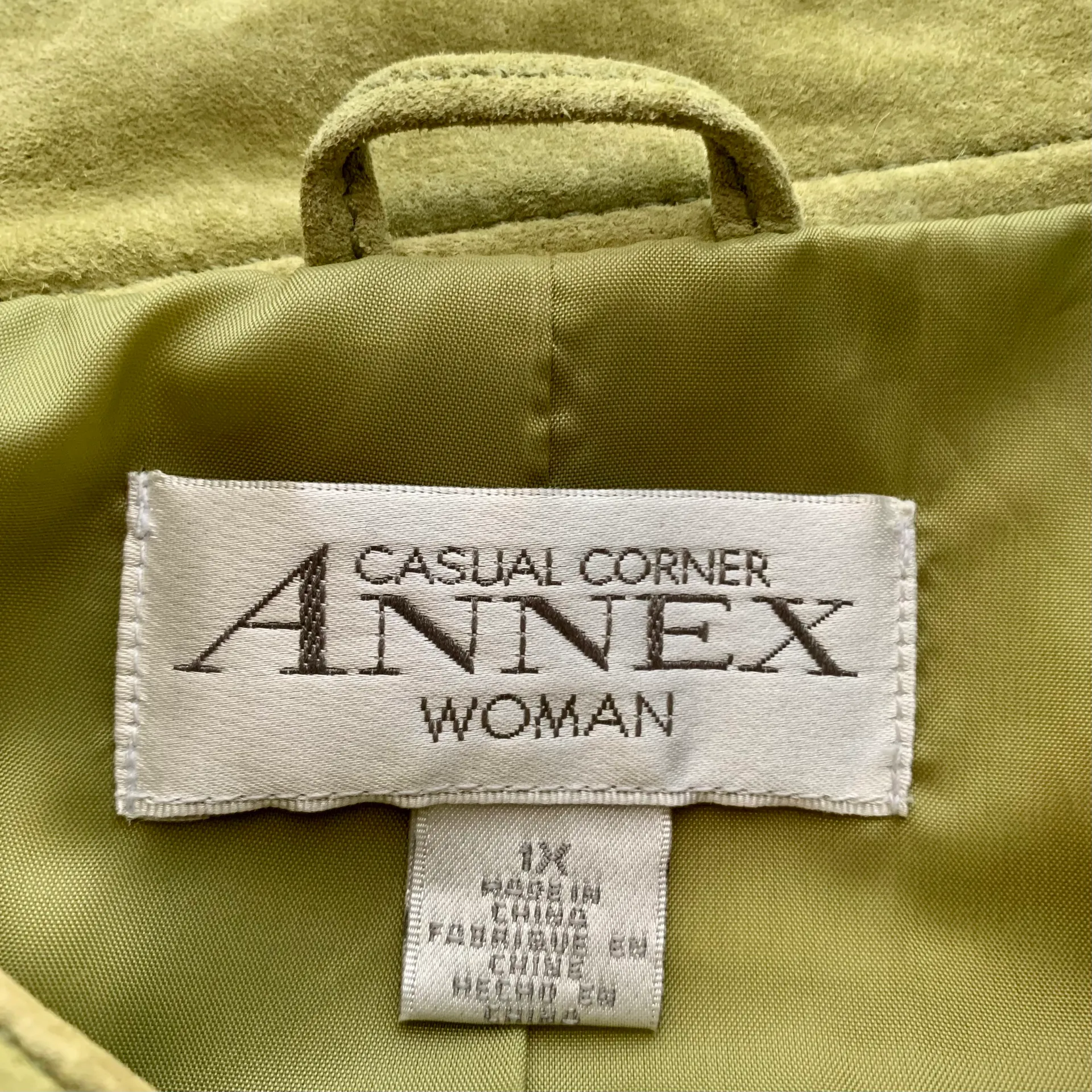Casual Corner Annex Suede Leather Jacket Green Size 1X - Image 2