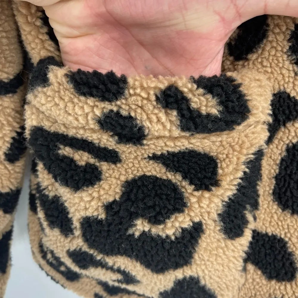 APPARIS anthropologie Animal Print Leopard cheetah Faux Fleece Teddy Jacket xs - Image 9