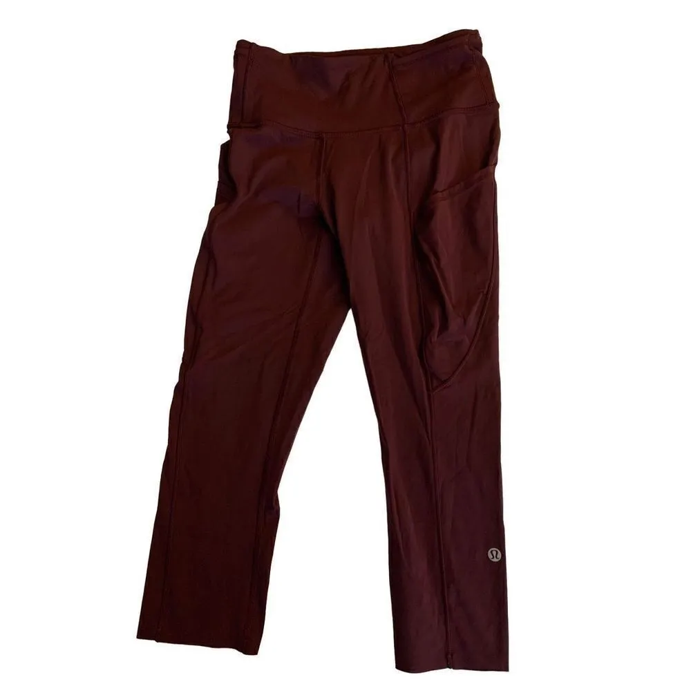 Lululemon Fast and Free Crop II 19" *Non-Reflective Cassis Burgundy Size 4 - Image 4