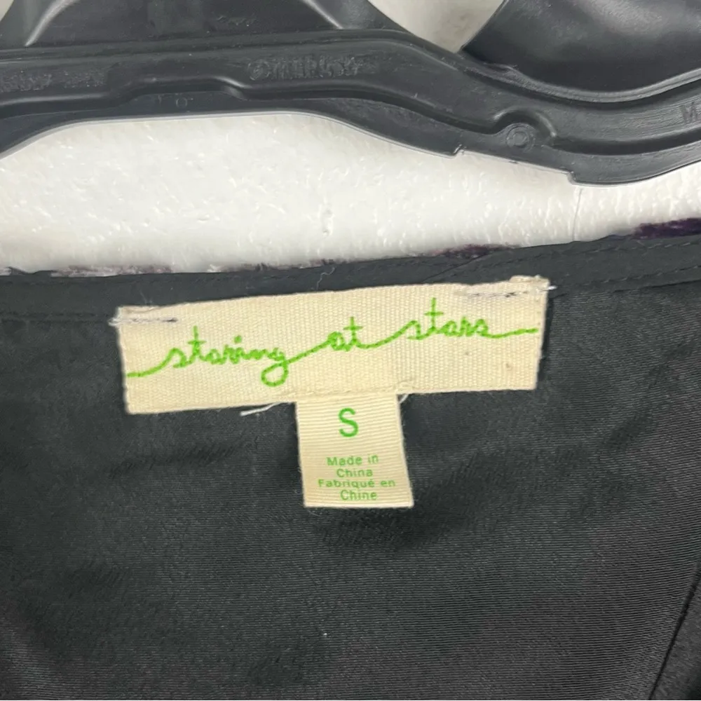 ANTHROPOLOGIE STARING AT STARS Floral Velvet Long Bell Sleeves Shift Dress Small - Image 3