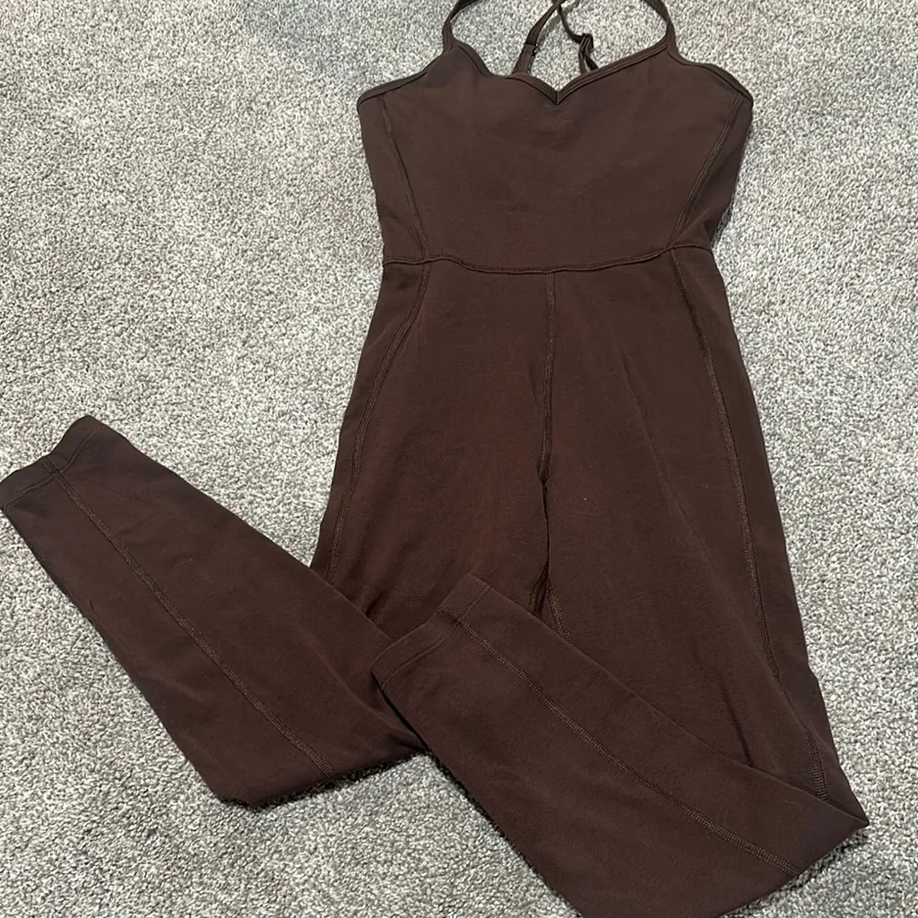 Old Navy chocolate brown active powerchill jumpsuit size small petite‎ - Image 2