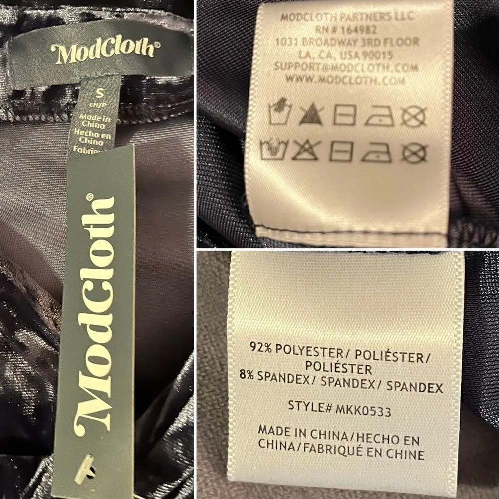 Modcloth Peak of Chic Crushed Velvet Top Faux Wrap Puff Sleeve Blue S - Image 9