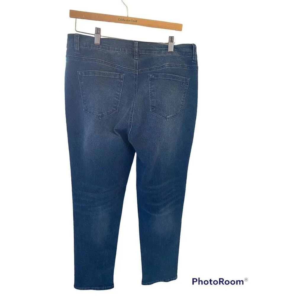 Diane Gilman dark wash distressed jeans with beading embellishment  Sz. 12 - Image 2