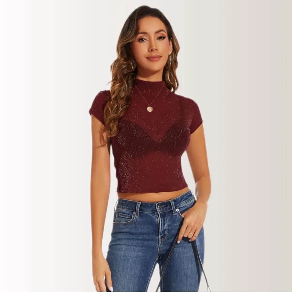 NWT Sparkly Maroon See - Image 3