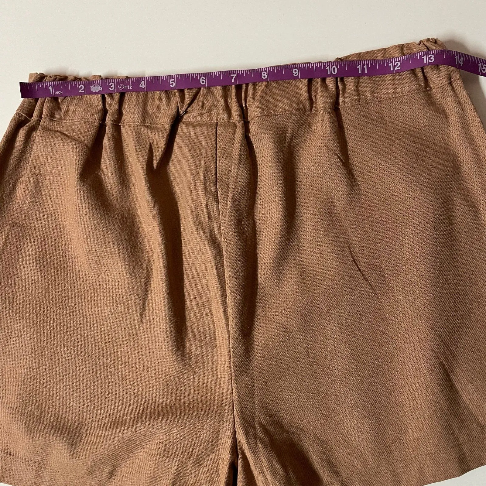 Urban Renewal UO Made from Vintage Fabrics Tan High Waisted Shorts Sz S EUC - Image 5