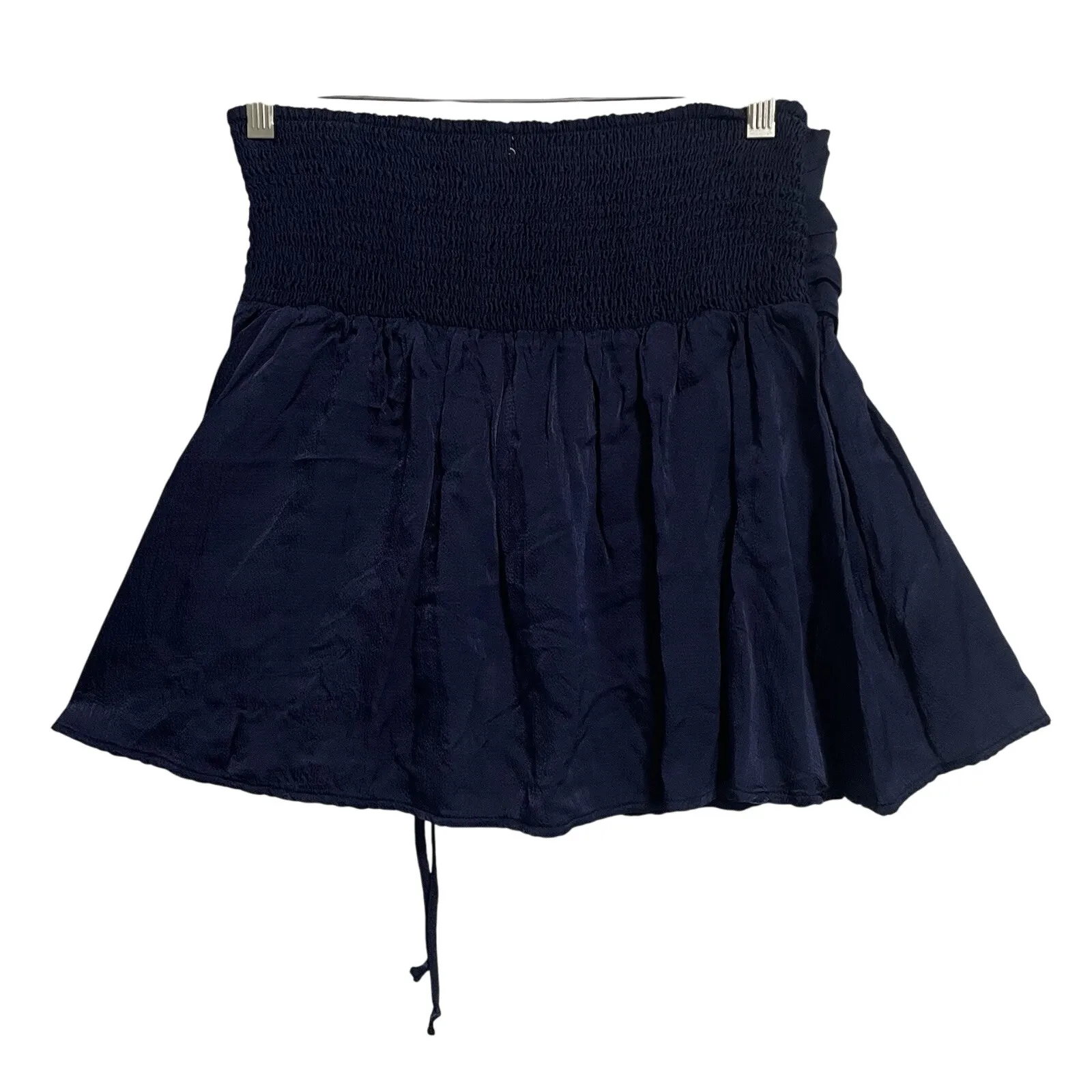 NWT Aerie Skirt Mini Drawstring Smocked Waist Casual Party Blue Size‎ Medium - Image 6