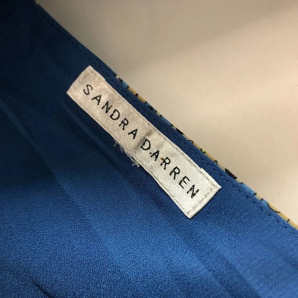 Sandra Darren Maxi Dress V Neck Sleeveless Geometric Blue Yellow 12 - Image 3