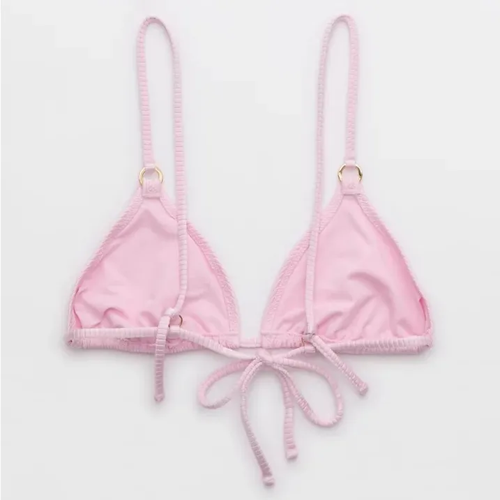Aerie Light Pink Shine Rib String Triangle Bikini Top - Image 4