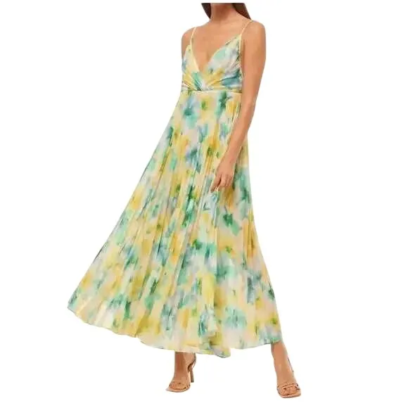 Misa Los Angeles Galeta Sleeveless Maxi Dress in Citron Water Color Size XS NWT - Image 2