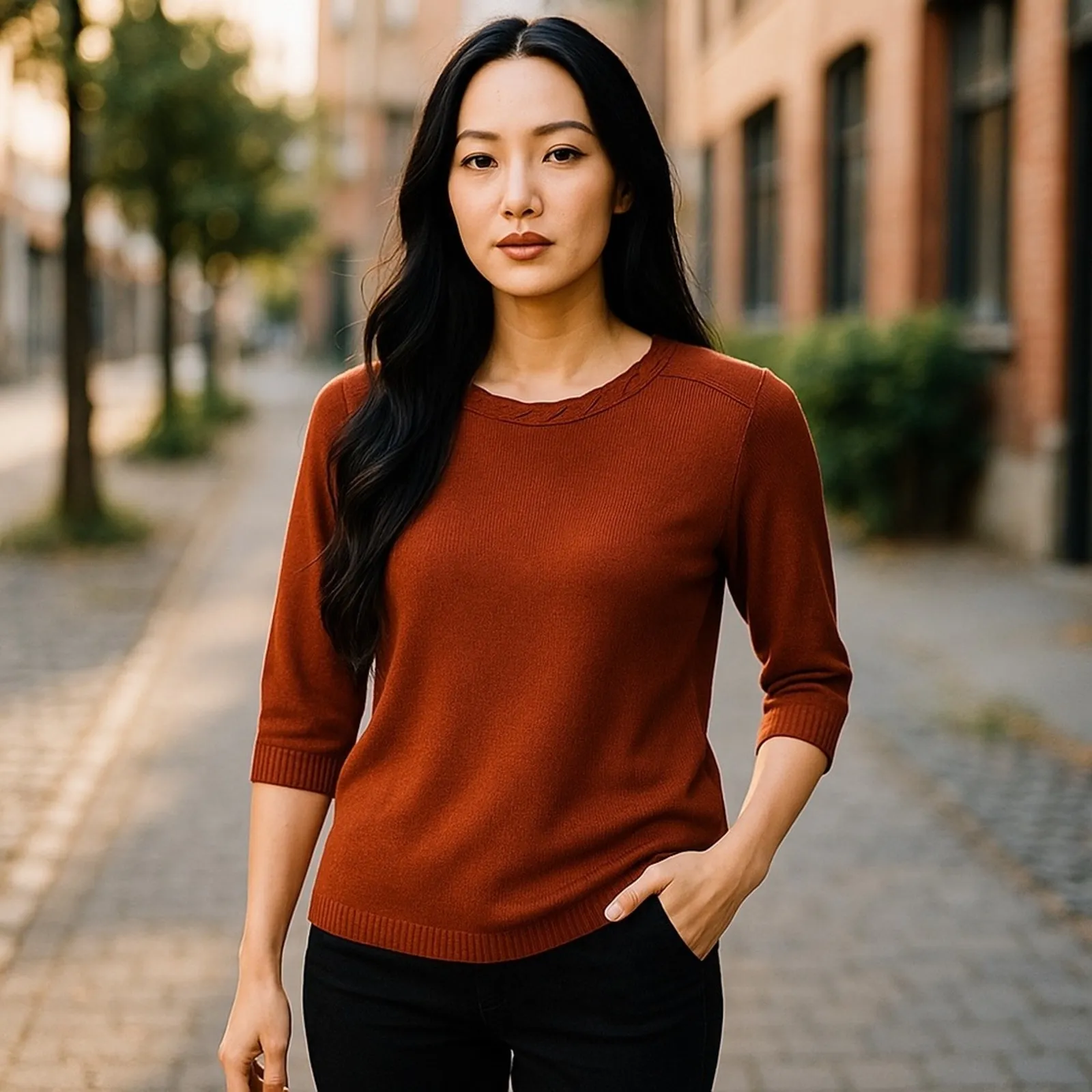 Cato Red Braided Shoulder Knit Sweater Size S Cottage Preppy Retro Top - Image 9