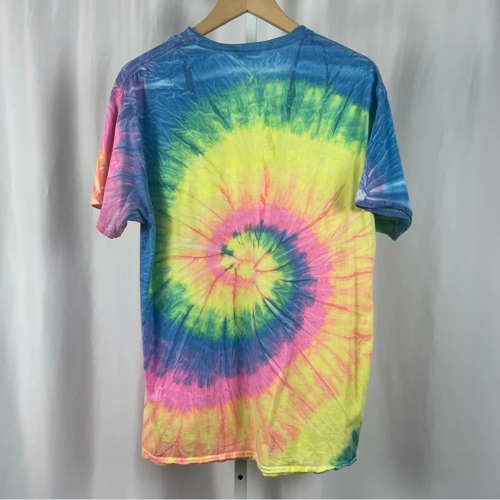 Colortone Large Pastel Tie Dye Virginia Travel Graphic Tee Shirt Yellow - Image 2