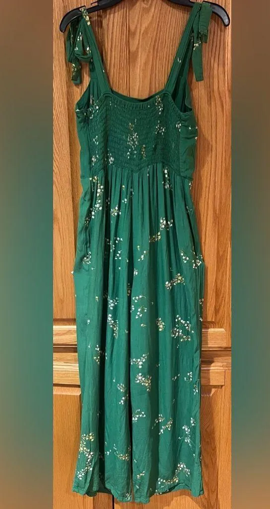 Faithfull the Brand Elsa Shoulder Tie Jumpsuit in Myrtille Green Floral Medium 6 - Image 11