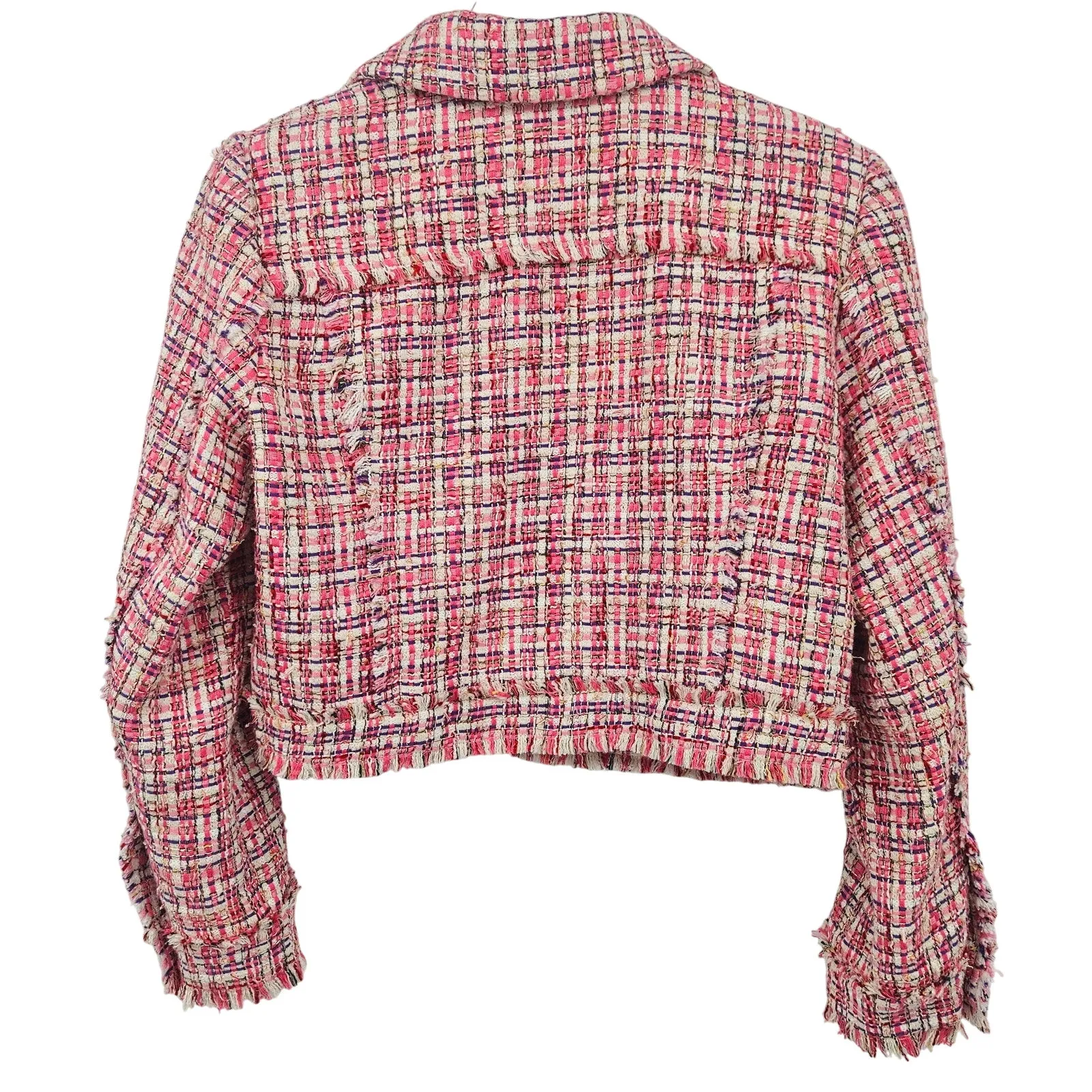 House of Harlow Tweed Cropped Jacket in Candy Pink Women Size L Retails $279‎ - Image 11