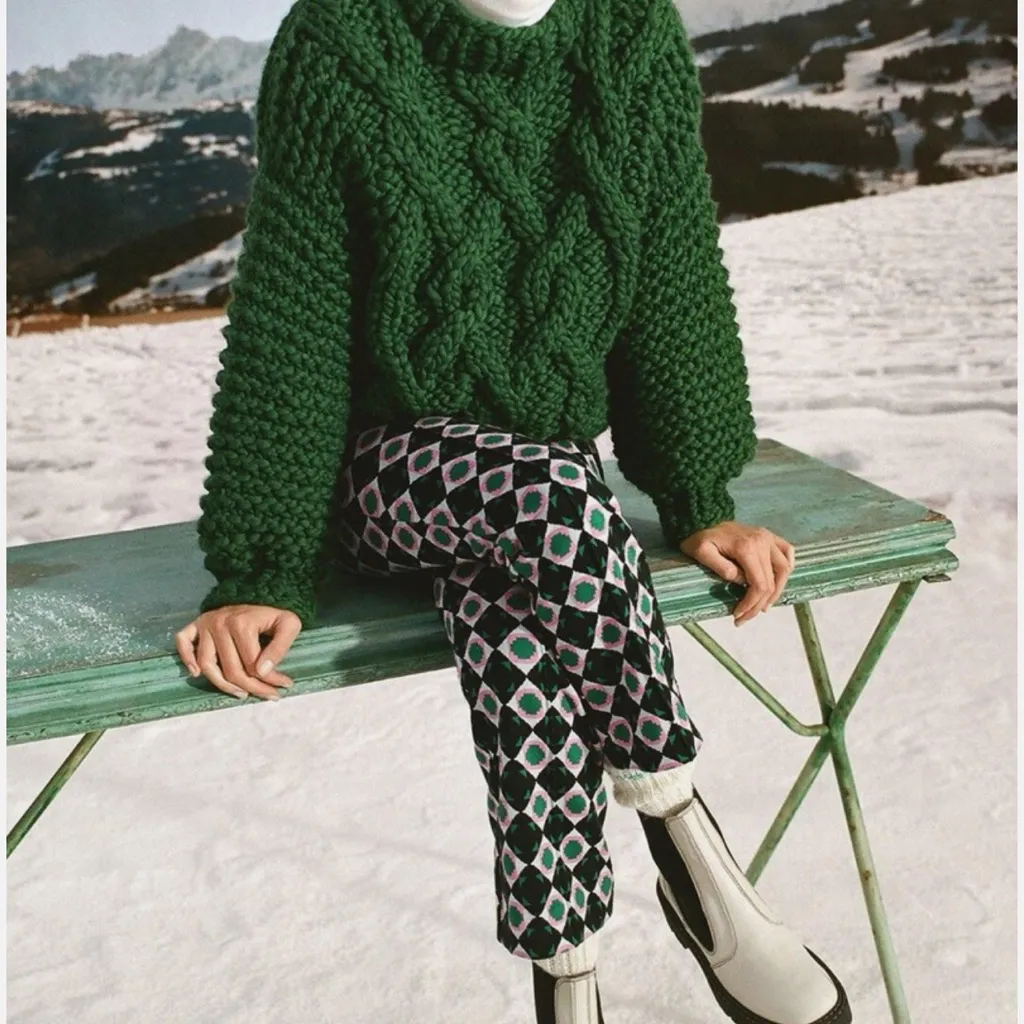 Anthropologie Maeve Margot Kick Flare Cropped Pants Geometric Black Motif Medium - Image 3