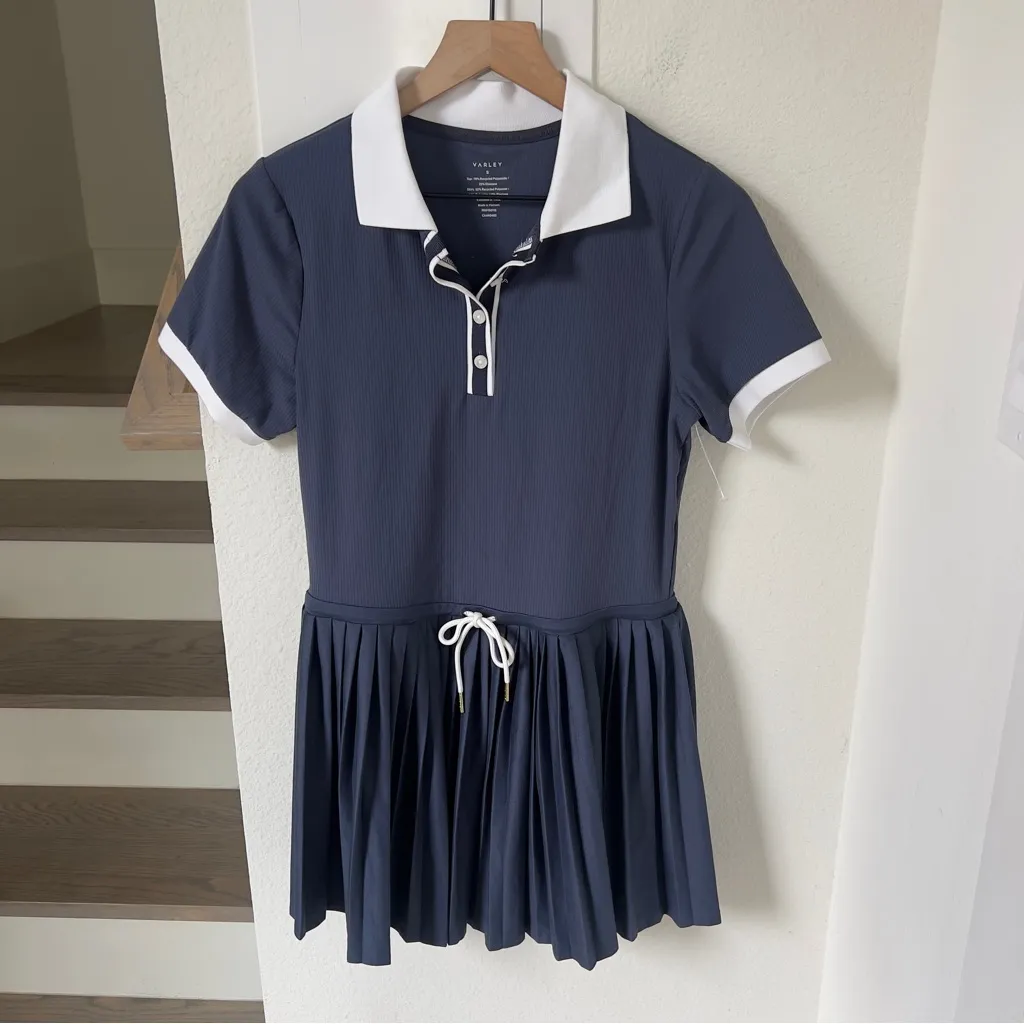 NWOT Varley Paloma Court Tennis Dress 30 in Blue Nights / White - Image 3