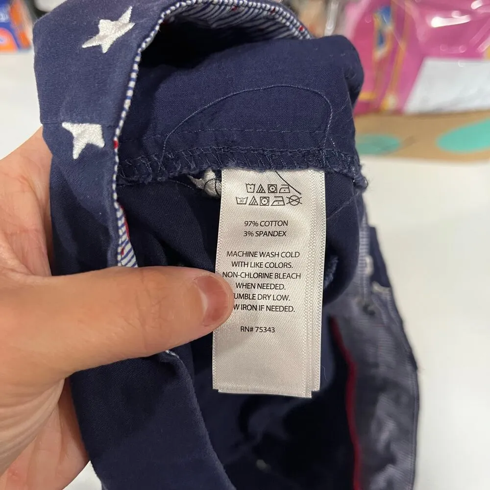 Cambridge Dry Goods Blue White Star Embroidered Chino Preppy Shorts Womens 8 - Image 4