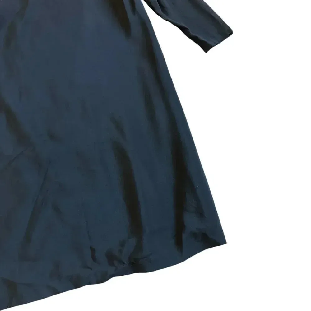 Reiss 1971 Black Silk Shift Dress Floral 3/4 Sleeve Flowy Party Size 4 Women's - Image 8