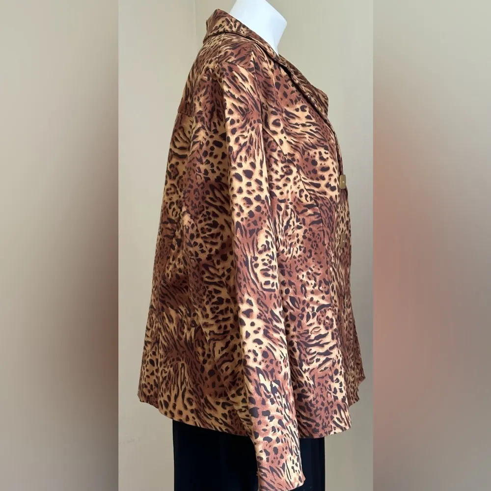 Joan Rivers Animal Print Browns And orange Square Gold Buttons Size 3 X - Image 2