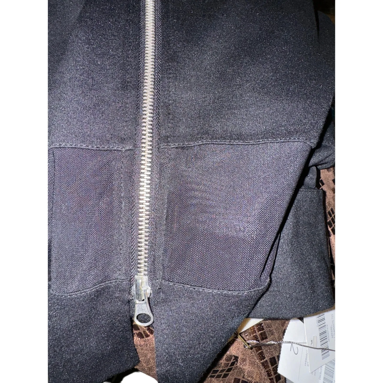 Davina Womens Dress Sz L Knit‎ Black Tank Dress Sheer Inserts Ponte Full Zip NEW Size L - Image 6