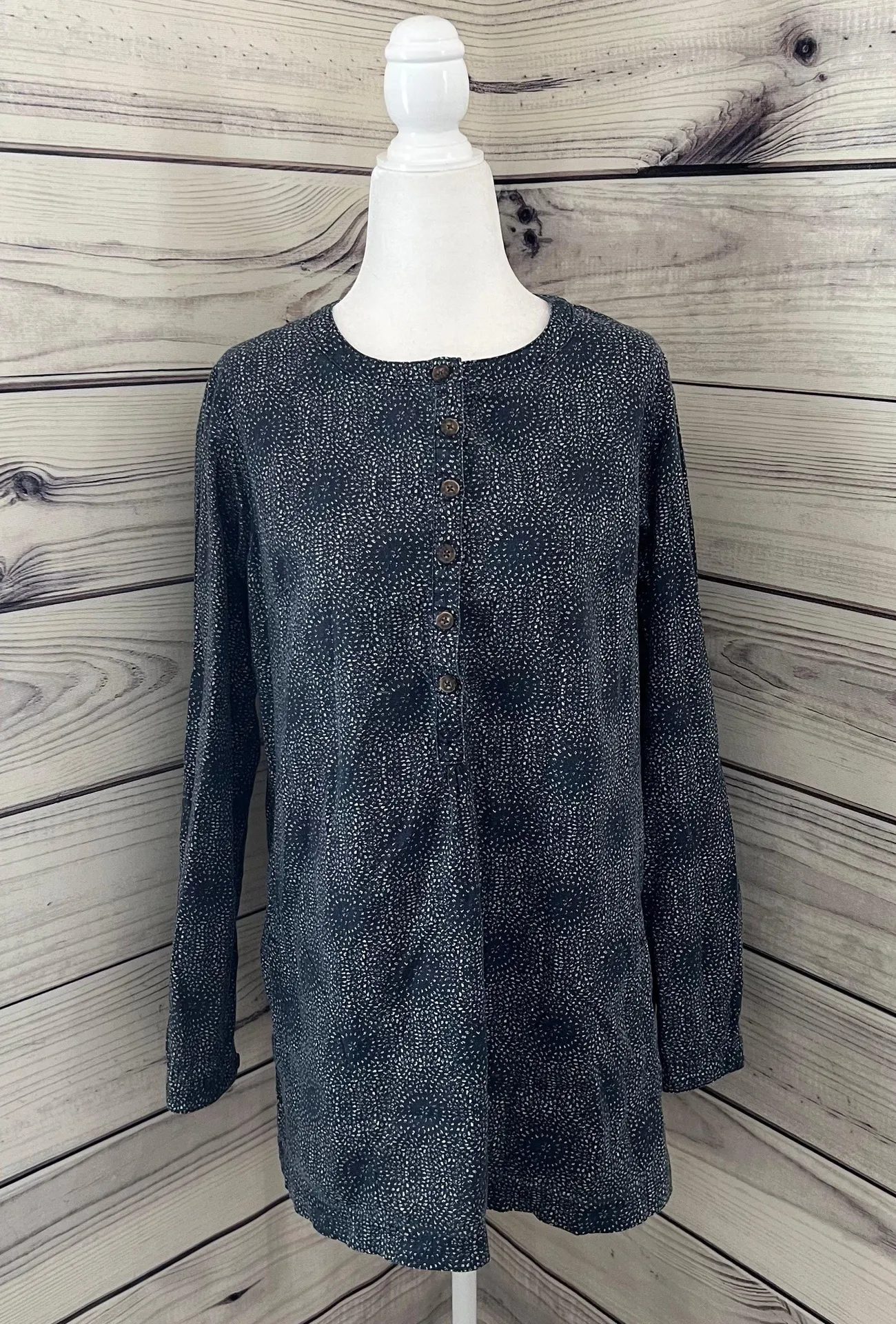 Duluth Trading Co Blue Patterned Hemp Tunic - Image 6