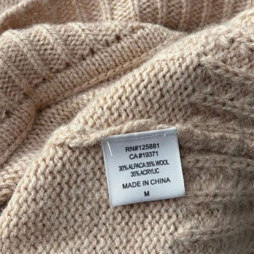 Brochu Walker Size M Longline Hooded Cardigan Sweater Toggle Alpaca Wool Beige - Image 5