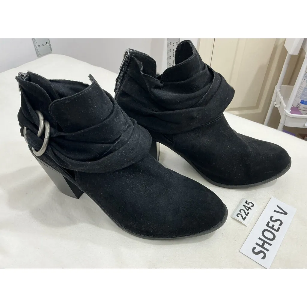 Womans Cloudwalk By Avenue Hazel Black Strappy Block Heel Bootie Size 10 W - Image 2