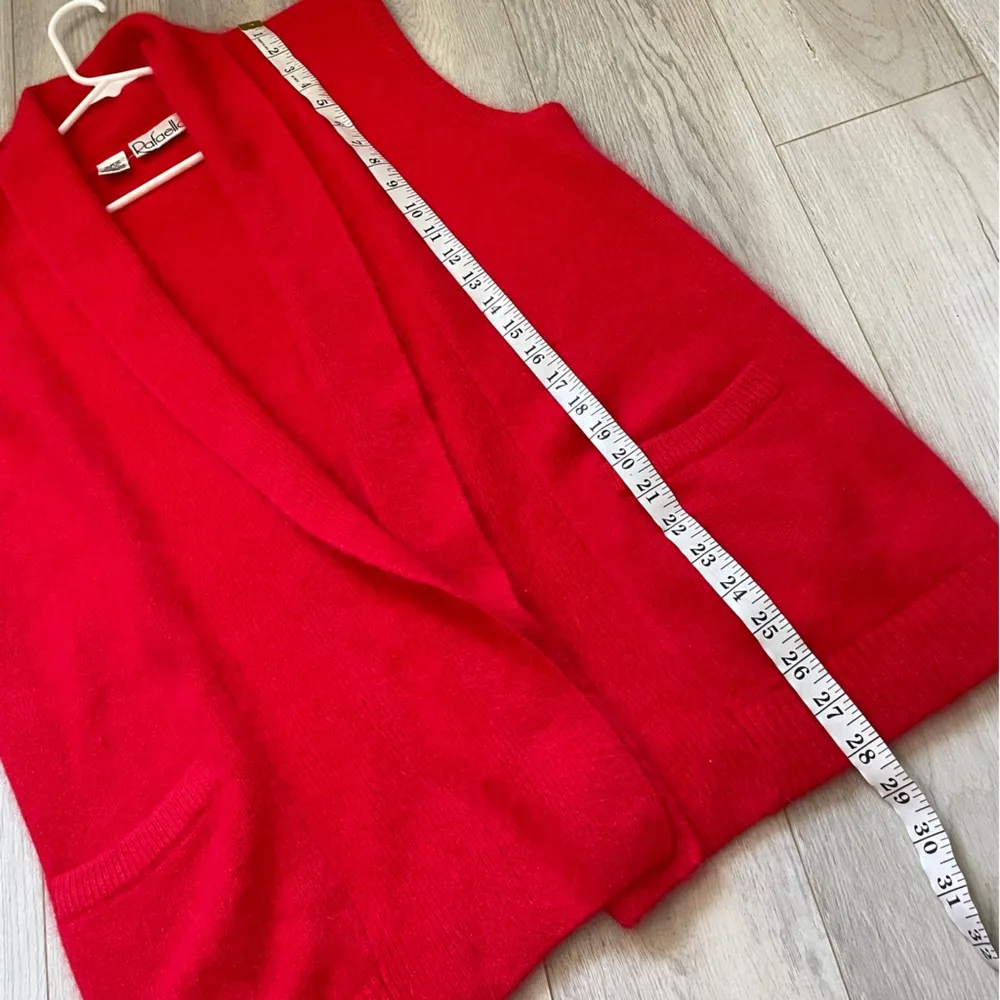 Rafaella Angora Rabbit Hair Lambswool Sleeveless Open Front Sweater Red (Small) - Image 4