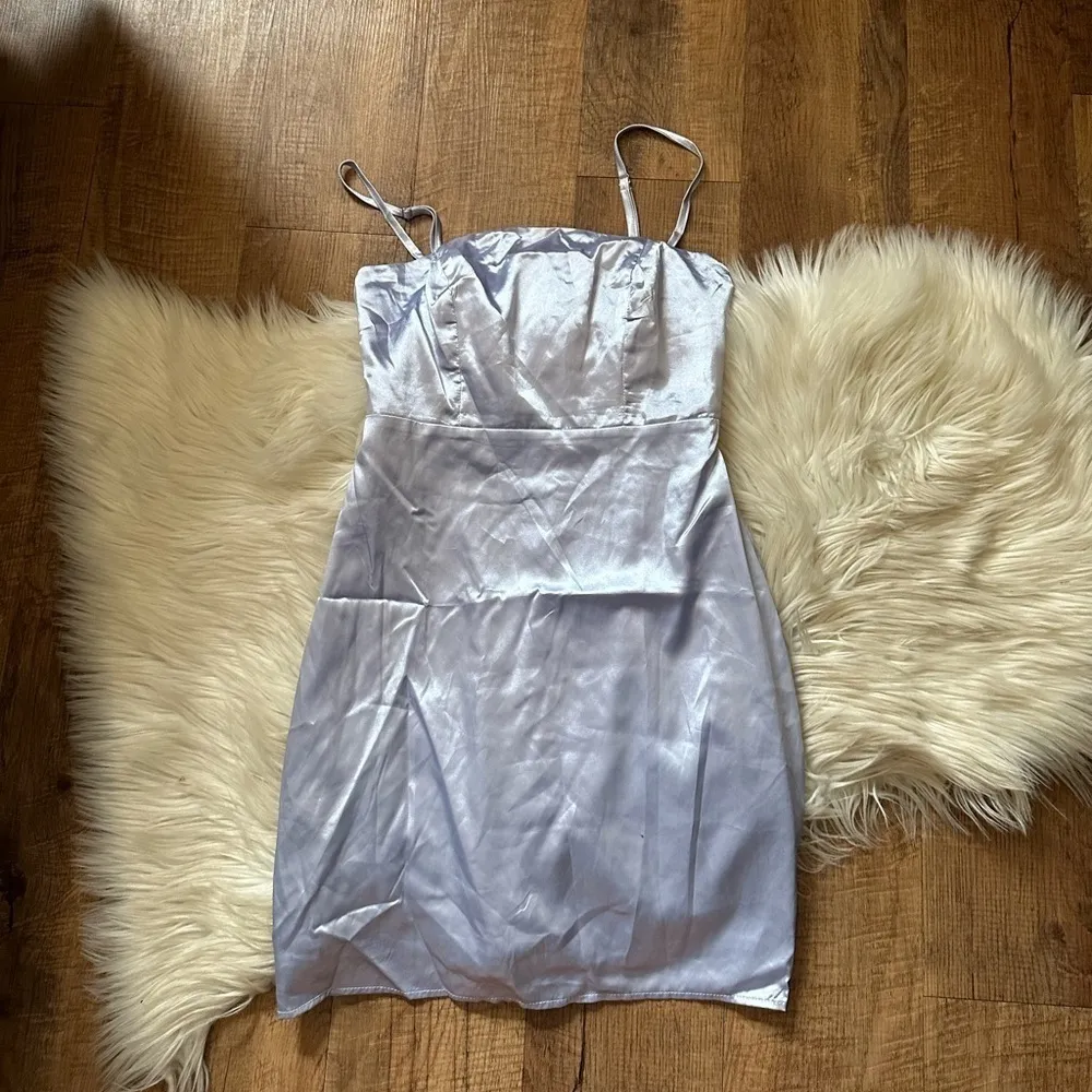 LULU’S Emalee Light Blue Satin Bodycon Mini Dress - Image 3