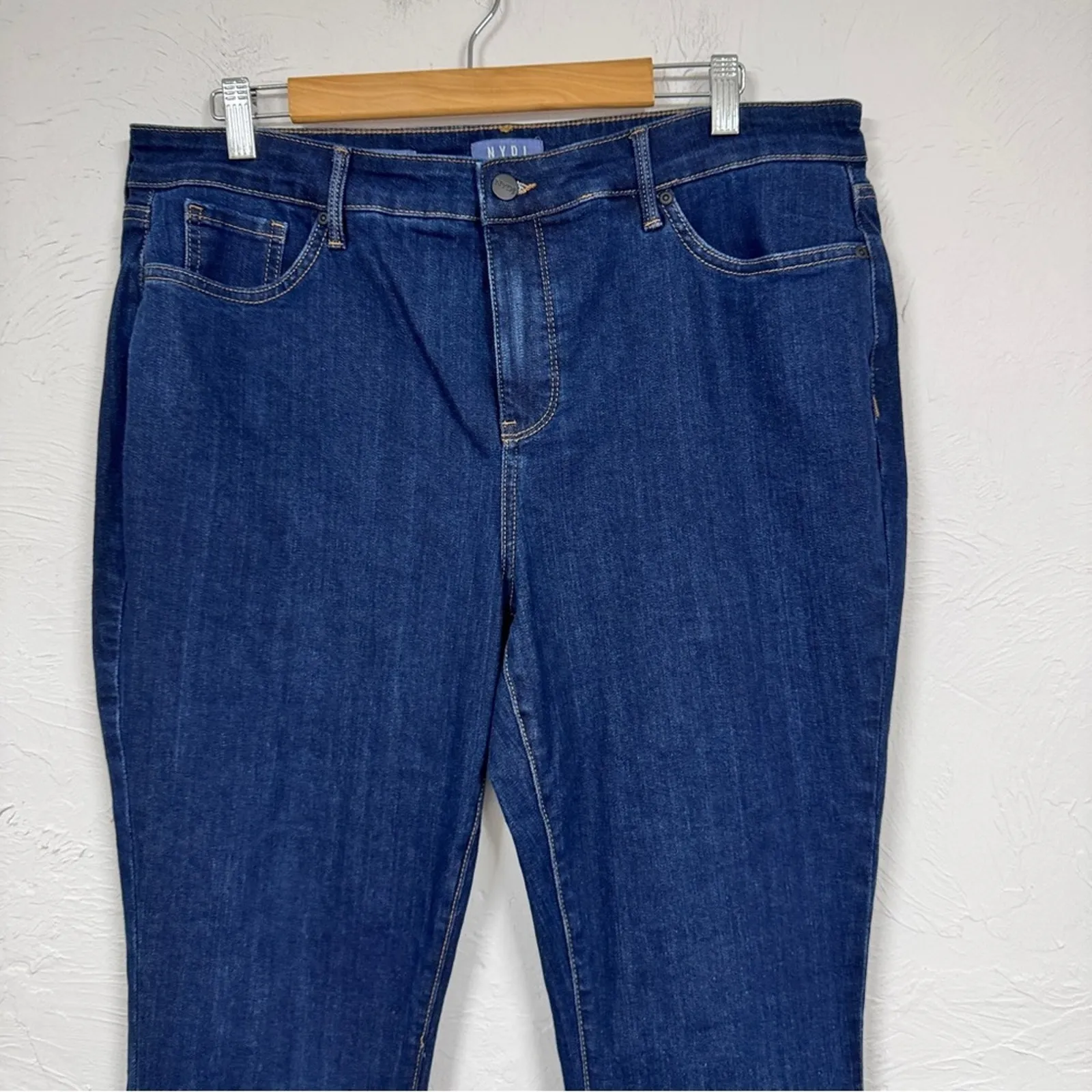 NYDJ Blue Dark Wash Curvy Skinny Jeans Womens 14 Casual Stretch High Rise Denim - Image 4