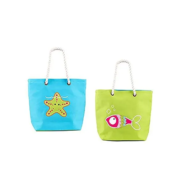 FlapJackKids Reversible Tote Blue Green Starfish Fish Rope Handles Canvas NWT - Image 2