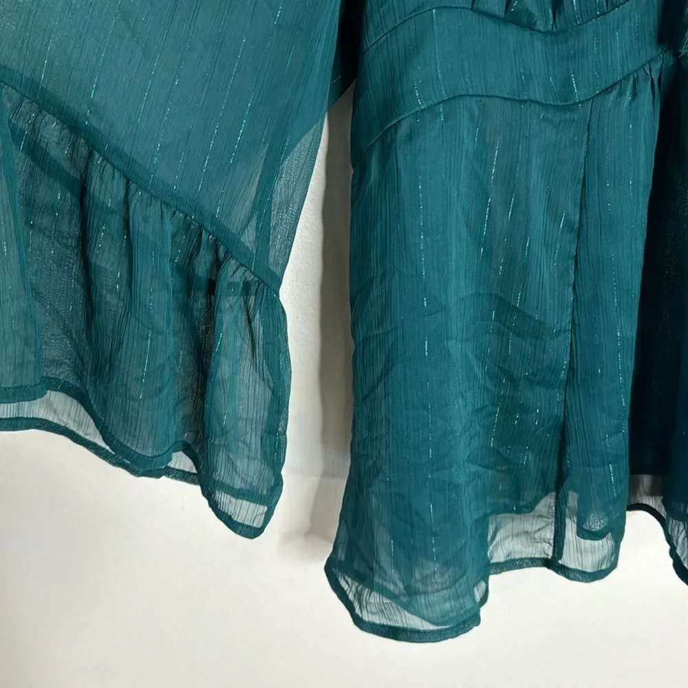 Torrid ladies dark green babydoll  chiffon sheer blouse size 3x festival cute - Image 3