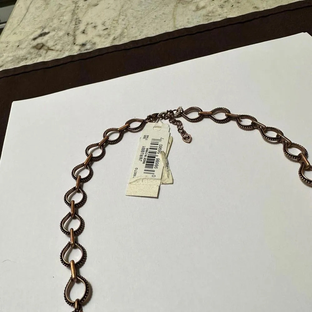 Pretty Green & Copper Tone Adjustable Length Necklace NWT - Image 3