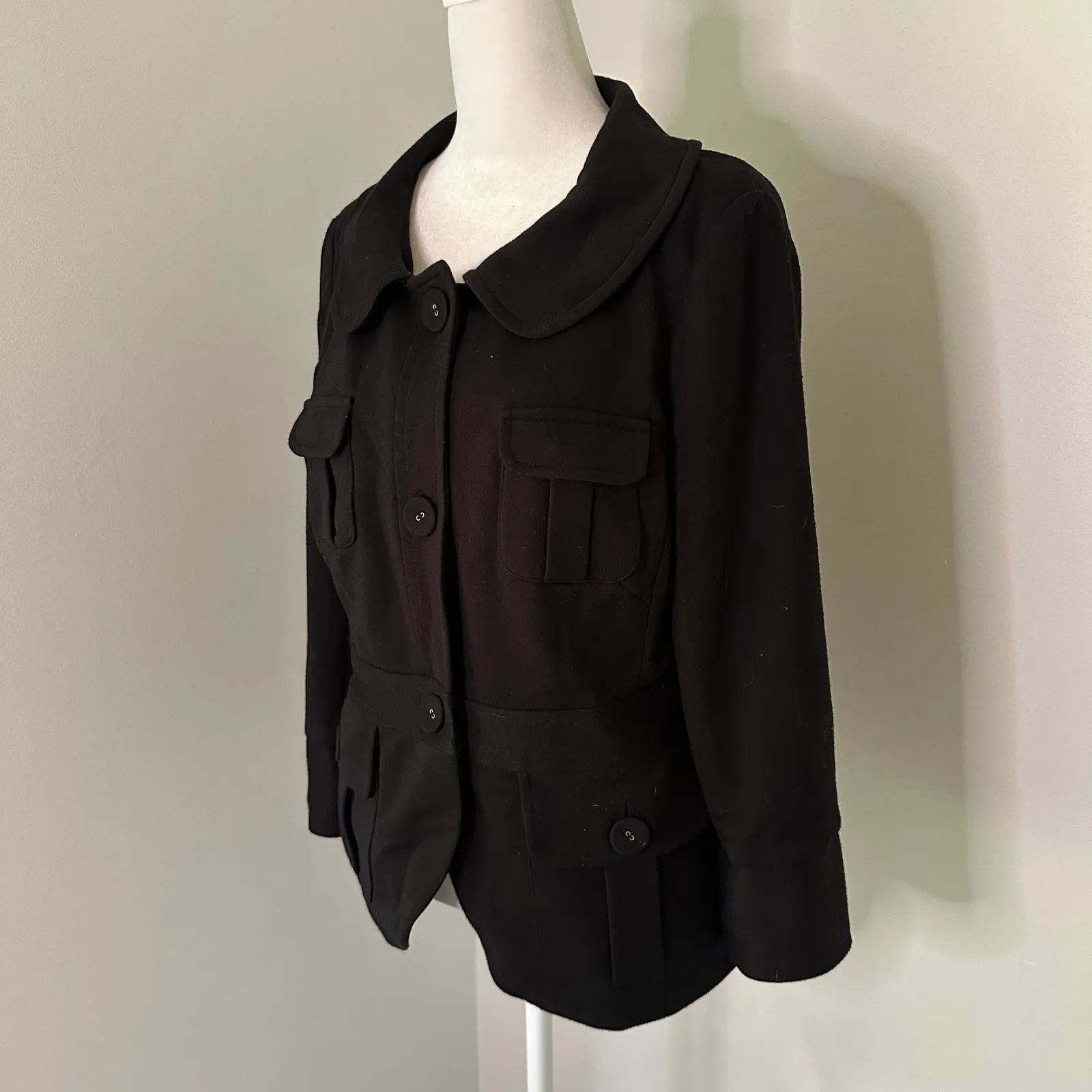 Sandro black button front jacket coat size M - Image 3