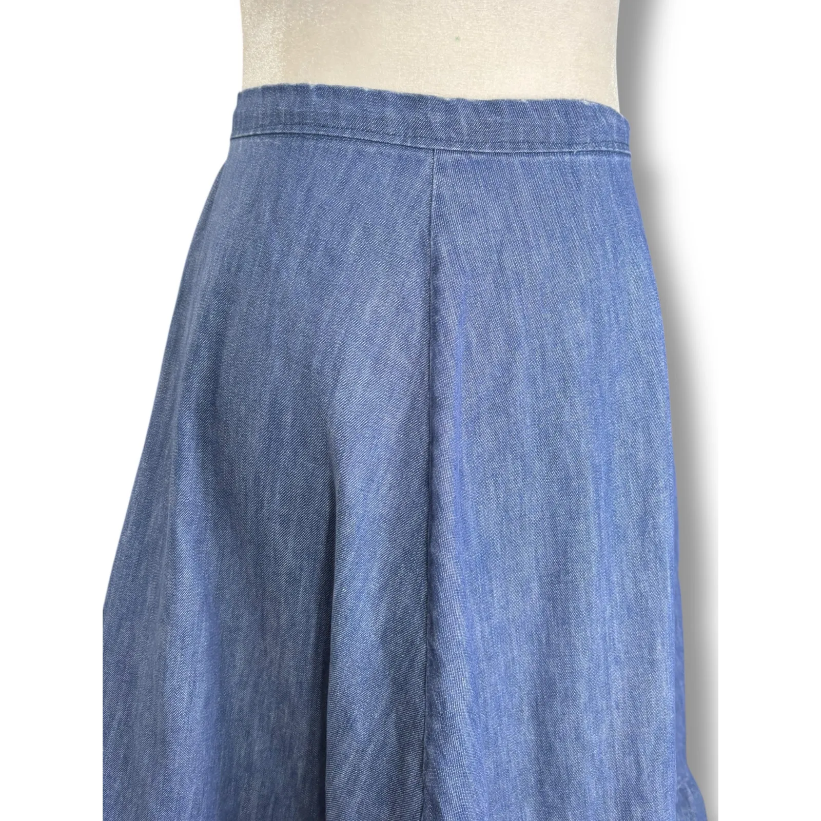 Handmade Vintage 90s Light Blue Chambray Denim Ruffle Hem A - Image 5