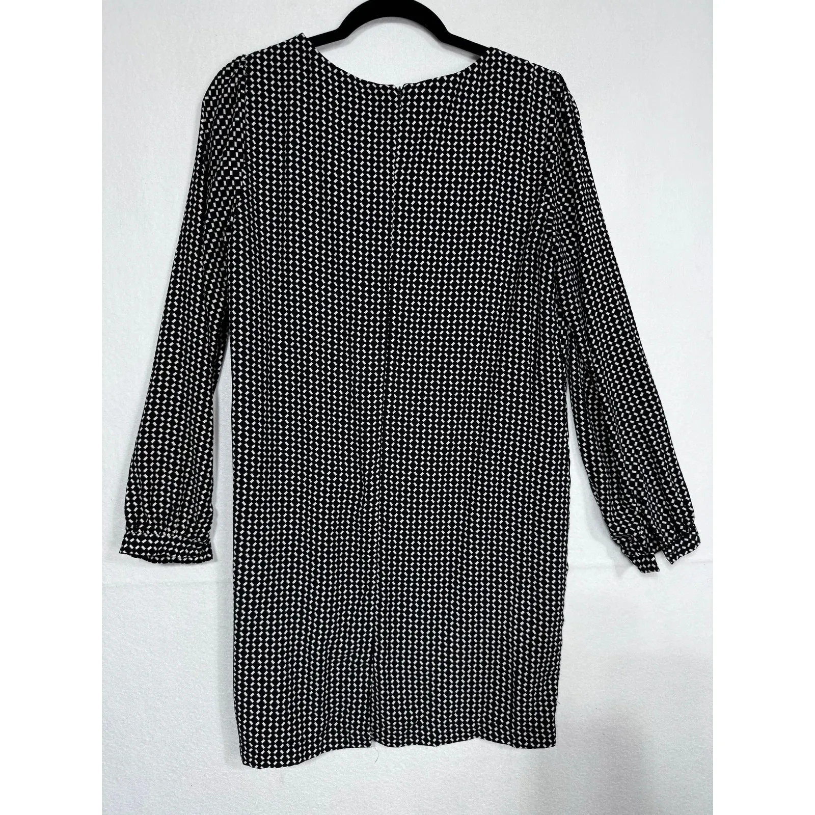 Lila Rose Black‎ White Geometric Print Long Sleeve Shift Dress Size 8 - Image 7