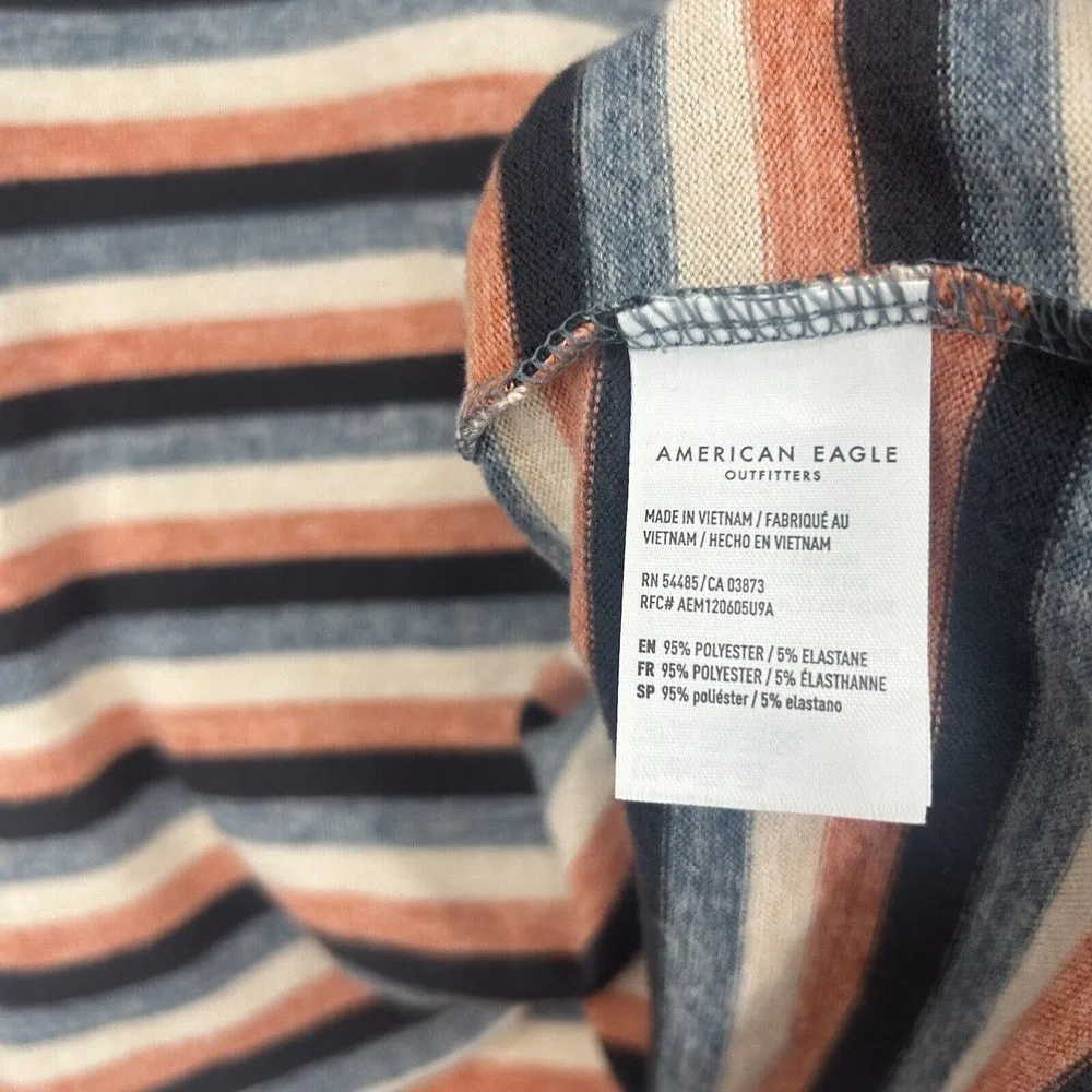American Eagle Soft & Sexy Plush Shirt Multicolor Stripe Long Sleeve Orange M - Image 9