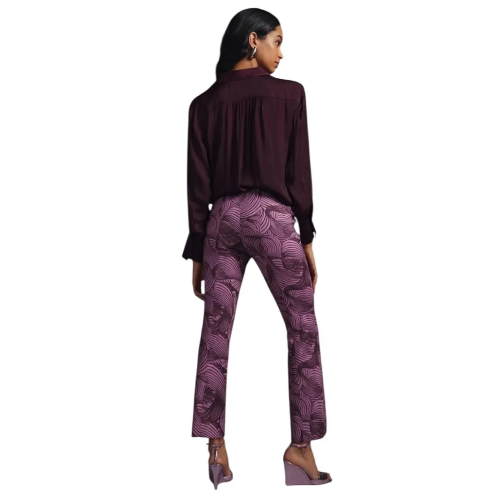 Anthropologie Maeve Purple Swirl Pullon Boot Cut Pants S - Image 4