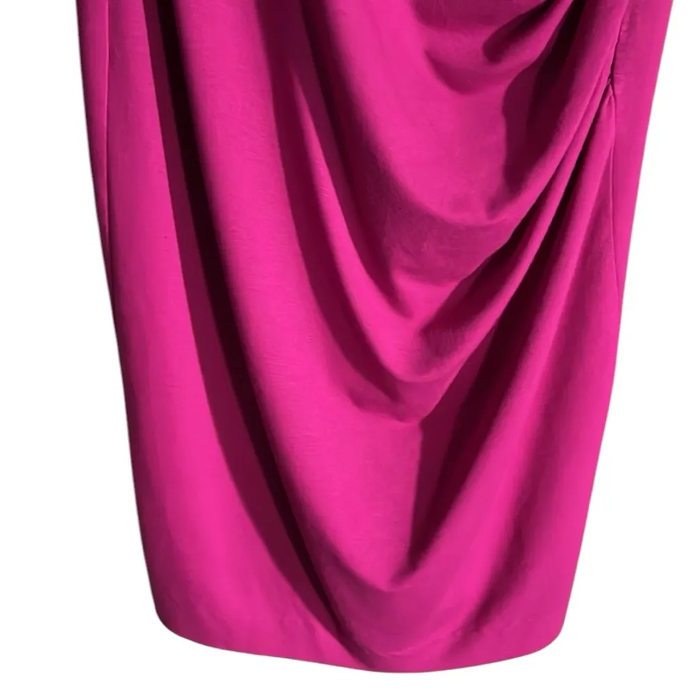 VINTAGE 1980s MAGENTA BODY CON LONG CINCHED WAIST - Image 4