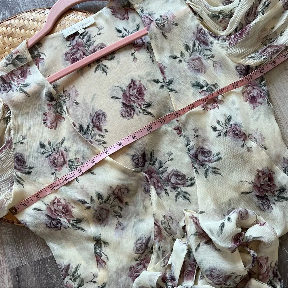 Loveshackfancy 100% silk domino floral print wrap blouse women’s size S‎ - Image 8