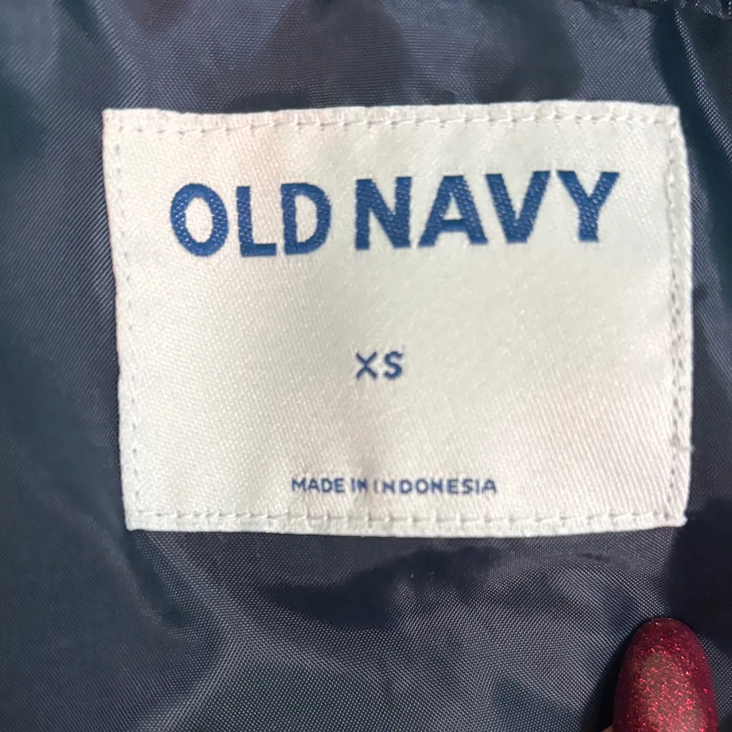 Old Navy Oversized Navy Blue Varsity Jacket - Image 9
