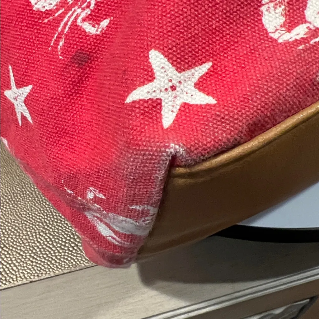 Sonoma Red Canvas Tote with Crab and Star Design - Image 7