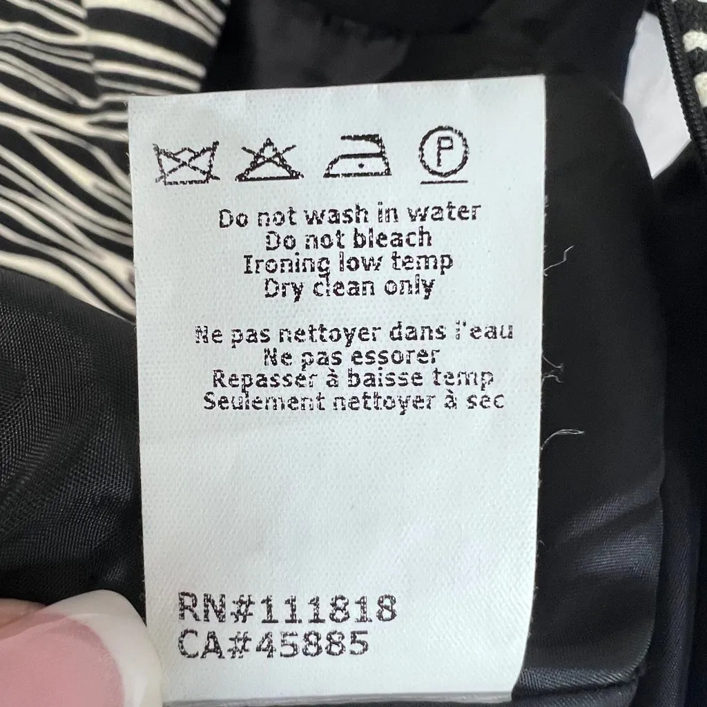 Michael Kors Zebra Print Sleeveless Sheath Dress 6 Virgin Wool Italy Business Black - Image 11