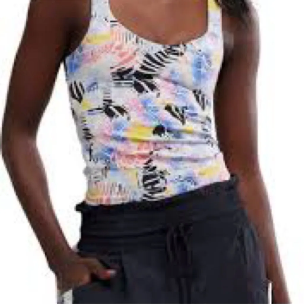 Nwt Free People FP Movement Never Better Long Tank Mystic Floral Combo Size S White - Image 2
